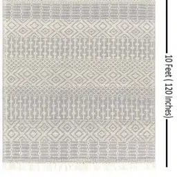 Off White Geometrical Wool and Cotton 8 x 10 Feet Hand Woven Carpet by Surya Living image 3