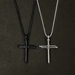 rootwave Classic Mens Nail Necklace Black Silver Nail Cross Pendant Chain Boys Silver Stainless Steel, Titanium, Alloy Pendant-picture-13