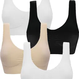 wardrovia Pack of 4 Women Sports Non Padded Bra-picture-12
