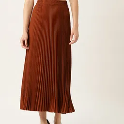 wisstler Women Striped Pleated Brown Skirt-picture-10
