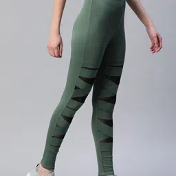 blinkin Self Design Women Dark Green Tights image 3