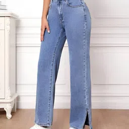 Women Boyfriend High Rise Blue Jeans-image-57