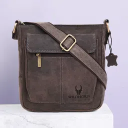 Grey Men Sling Bag Leather Bag for Men-image-40