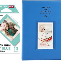 FUJIFILM Mini 10X1 sky blue Instant Film With 128-sheet Cobalt blue Album for mini Film Roll-picture-10