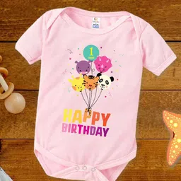 Babywish Infants Happy Birthday Printed Cotton Bodysuit-picture-21