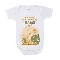 KNITROOT Infant Kids White & Peach Printed Cotton Bodysuit-picture-41