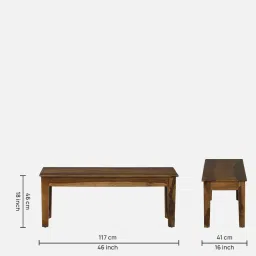 woodsworth from pepperfry Albans Sheesham Wood 6 Seater Dining Set With Bench In Provincial Teak Finish image 4