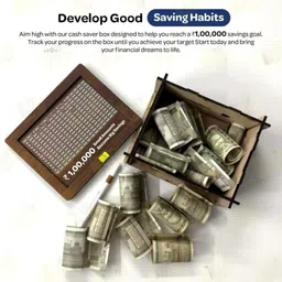 kvr craft Wooden Money Saving Box Cash with Counting Target Piggy Bank-M1 Coin Bank image 3