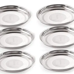limetro steel Pack of 6 Stainless Steel Stainless Steel Heavy Gauge Dinner Plates / Bhojan Thali / Lunch Plates Dinner Set-picture-38