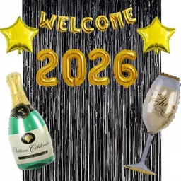 flick in Solid 70 pcs Happy New Year Banner 2026 Foil Balloons Decoration Set Balloon-picture-36