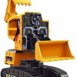 kru mir Friction Power 2 in 1 Bulldozer and Chain Excavator Truck Convert to Transformer, Friction Powered JCB Robot Construction Vehicle Trucks for Kids Boys Girls Toy-picture-30