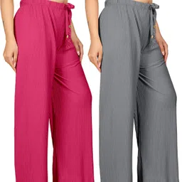 payaltextile Pack of 2 Women Regular Fit Multicolor Cotton Blend Trousers-picture-37