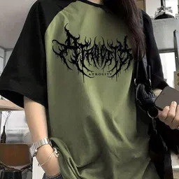 Women Printed, Solid Round Neck Reversible Cotton Blend Green T-Shirt-image-23
