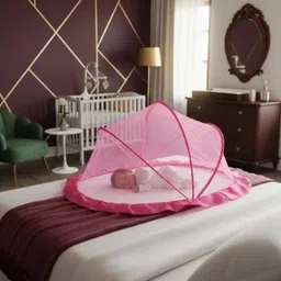 ya enterprise Baby mosquito net crib pink HDPE - High Density Poly Ethylene Washable Infants Mosquito Net image 2