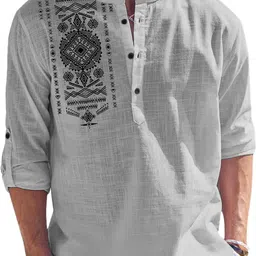 folgen Men Self Design Cotton Blend Straight Kurta-picture-12