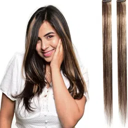 kerav 2pc Clip In Straight Hiar Extension 18 inch Highlighter Hair Extension-picture-48