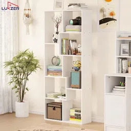lukzer Multipurpose Rack MR-004 White Engineered Wood Open Book Shelf image 3