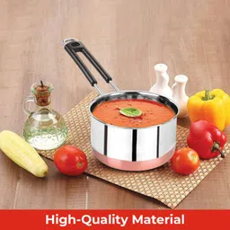 narv Stainless Steel Copper Base Sauce Pan Tea Pan, Milk Pan 3 Set Gas Compatible K1 4.3 inch, 5.9 inch, 6.6 inch Lid Set, Pack of 6 image 5