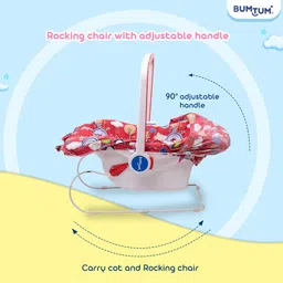 bumtum Baby Carry Cot & Rocking Chair With Adjustable Handle| 3-Point Safety Lap Belt Bouncer image 5