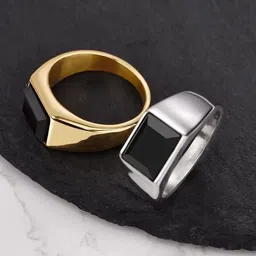 neerajyoti Brass, Stainless Steel Onyx Ring Set image 2