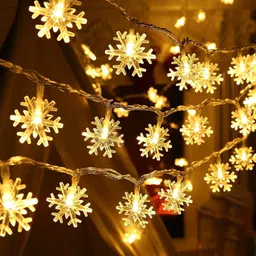 kanvika 16 LEDs 3 m Yellow Steady Snow Flake Rice Lights-picture-41