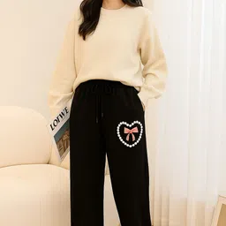 ochub Women Printed Black Track Pants-picture-12