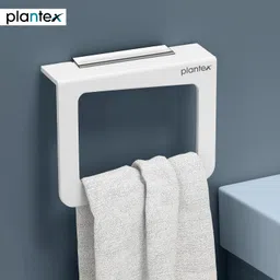 plantex High Grade Acrylic Square Towel Ring / Napkin Ring / Towel Stand Silver Towel Holder Bathroom Accessories for Home White Towel Holder-picture-13