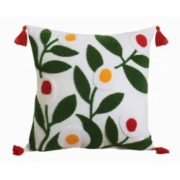 Green Cotton Floral 18x18 inches Cushion Cover (Set Of 2) by Jamio Firati image 2