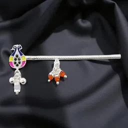 sahiba gems Silver Designer Flute (Basuri) for Lord Krishna ~ 9.00 Centimetre Deity Ornament-picture-45