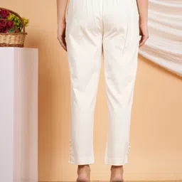 yash gallery Women Regular Fit White Lycra Blend Trousers image 2