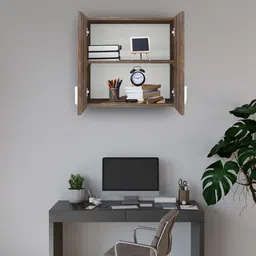 speciality panels 2 Doors Modular Wall Cabinet with Termites Resistance Engineered Wood Semi-Open Book Shelf image 3