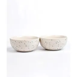 vareesha Vanilla Hand Crafted Black Speckled White Ceramic Serving Bowls (Set of 2) image 3