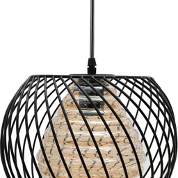 homesake Twister Cage Pendant Lighting with Glass Shades Fixture, Oval Glass Pendants Ceiling Lamp image 2