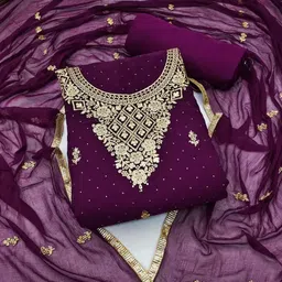 nk enterprise Unstitched Georgette Salwar Suit Material Embroidered-picture-10