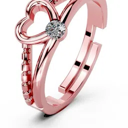 miss highness Heart-Shaped Cubicia Rose Gold Plated Adjustable Ring – Gift for Women & Girls, Silver Cubic Zirconia Gold Plated Ring image 4