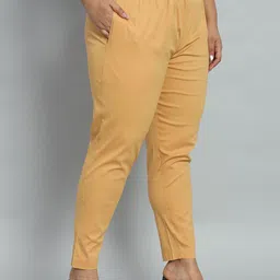 city fashion Women Regular Fit Beige Cotton Blend Trousers image 1