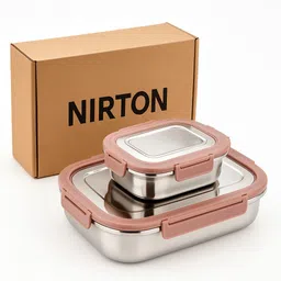 nirton Slim-Pro Steel Airtight Leak-Proof Tiffin for Kids School, Office 2 Containers Lunch Box image 3
