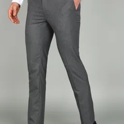 raymond Men Slim Fit Grey Polyester Trousers image 3