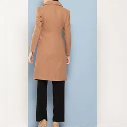 chemistry Woollen Tweed Solid Coat For Women image 2