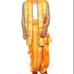 Ishrattextiles Traditional Ganga Jmuna Men Silk Dhoti & Scarf Woven Men Dhoti image 3