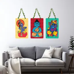 decor smart Wall Hanging Krishna Buddha Design | Vibrant Spiritual Wall Art (DWA_96158) Pack of 3 image 3