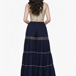 tnq Women Flared Dark Blue Viscose Rayon Trousers image 2