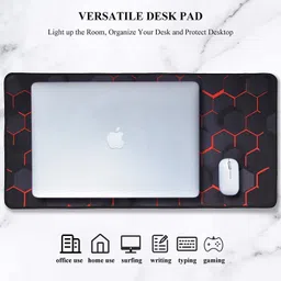 SEAGULL Large Extended XXL Gaming Mouse Pad with Non-Slip Rubber Base, Stitched Embroidery Edge Mouse Mat for Laptop, Computer and Desk (60 X 30 X 0.2 Cm, Hexagon Print Purple) Mousepad image 5