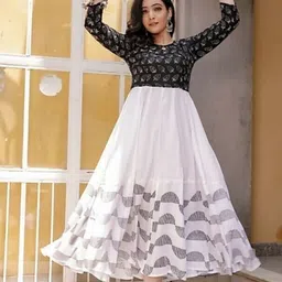 rv expo Women Block Print Viscose Rayon Anarkali Kurta-picture-22