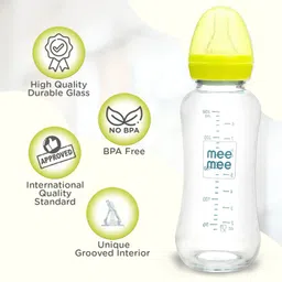 meemee Premium Glass Feeding Bottle (Green, Pack of 2) (240 ml) - 480 ml image 3