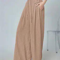 leriya fashion Women Regular Fit Brown Polycotton Trousers image 2