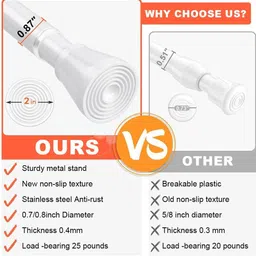 fitxcel White Curtain Rods Metal image 4