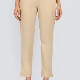 uthaan Women Regular Fit Beige Pure Cotton Trousers-picture-10