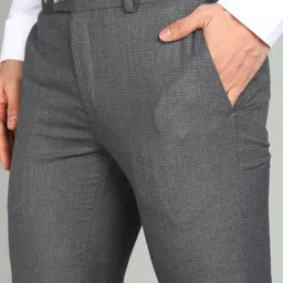 raymond Men Slim Fit Grey Polyester Trousers image 5