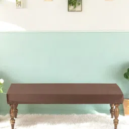 ikiriya Cairo Velvet Accent 3 Seater Bench In Brown Colour image 1